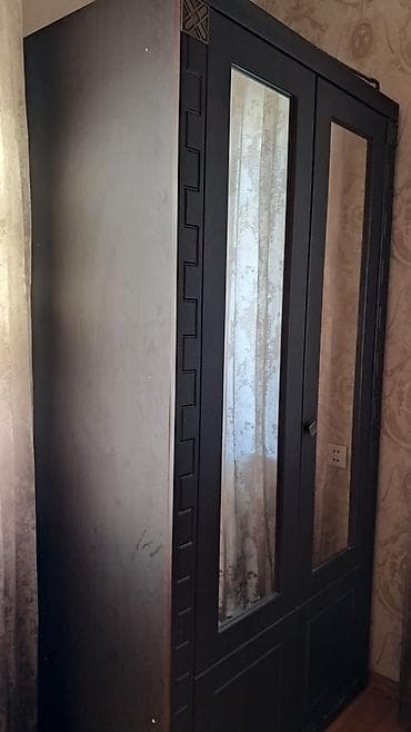 paltar şkaflar: 2 qapılı, Güzgülü, Qəhvəyi, Digər material, Açılan, Düz dolab — 2