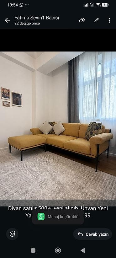 divan satisi: Divan satılır 500₼. yeni alınıb. Ünvan Yeni Yasamal. 97772. Fatimə99 — 1