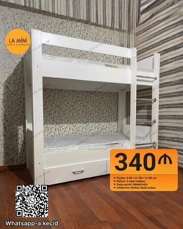 İki mərtəbəli ağ çarpayı – LA Mini Xüsusiyyətlər: - Ölçülər: D 80 × H lalafo.az -da İki mərtəbəli ağ çarpayı – LA Mini Xüsusiyyətlər: - Ölçülər: D 80 × H