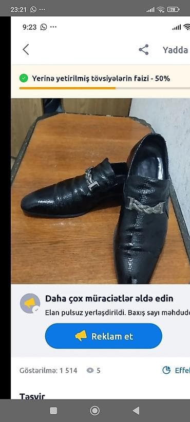 Məhsul: Kişi klassik ayaqqabısı - Rəng: Qara, yüngül parıltılı