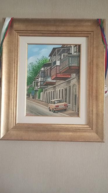 Rəsm əsəri – şəhər küçəsi mənzərəsi - Texnika: kətan üzərində