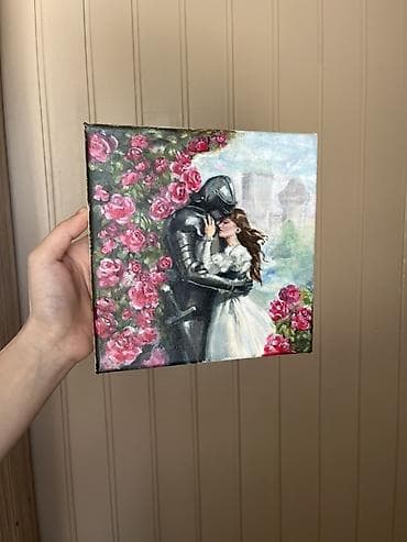 CD, DVD disklər və kassetlər: Orijinal əl işi rəsmlər – akril boya ilə kətan üzərində. 1) “Cəngavər — 2