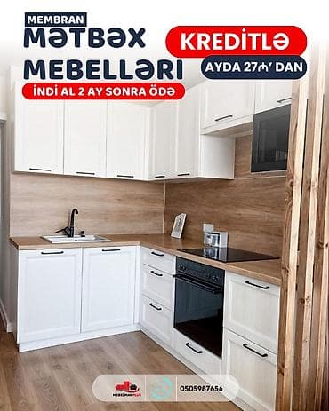 metbex mebelleri kreditle satisi: Sifarişlə mətbəx dəsti, Özü çəkən petlələr, Mat laminat, Kredit var, Pulsuz çatdırılma — 8