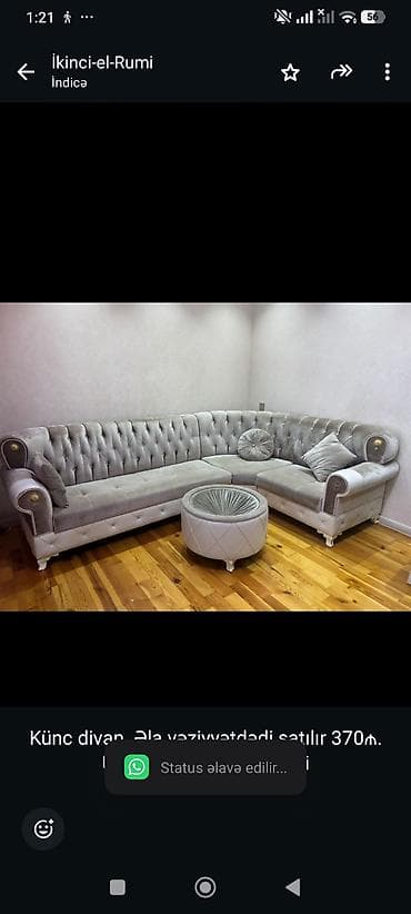 Künc divan. Əla vəziyyətdədi satılır 370₼. Ünvan H.Aslanov &Rumi