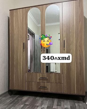 Dolab yeni qarderob paltar dolabı güzgülü 4 qapılı siyirməli — 1