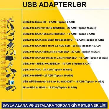 usb kaset: Adapterlər/Keçidlər SAYLA ALANA VƏ USTALARA TOPDAN QİYMƏTLƏ VERİLİR! — 3