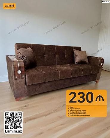 acilan divan: Məhsul: Divan (Kod: 2678) - Ölçü: 210 sm - Mexanizm: Açılan, bazalı - — 1