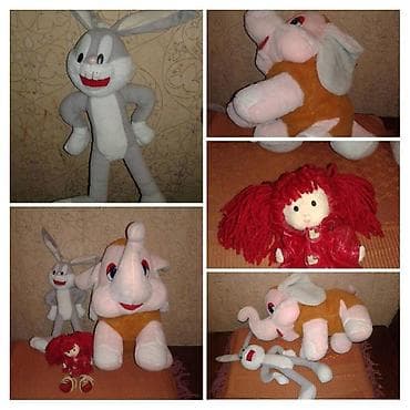 Игрушки 3 штуки за 25 azn. Мамонтенок : размер 55 / 39 см. Заяц 