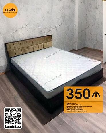 İkinəfərlik çarpayı, Bazalı, Matras ilə, Siyirməsiz — 1