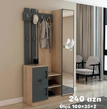 dehliz şkafi: Yeni, 2 qapılı, Güzgülü, Rəngli, Digər material, Açılan, Düz dolab — 1