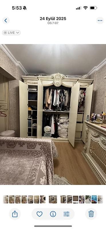 qapi ustu: Neo-klassik üslubda iri qarderob dolabı - Rəng: krem-şampan, qızılı — 3
