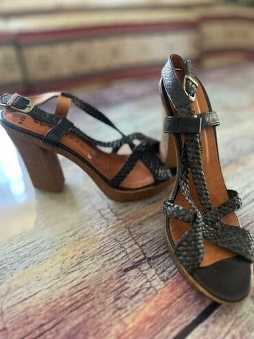 женские босоножки на шпильке: Ölçü: 37.5, rəng - Qara, Yeni — 1