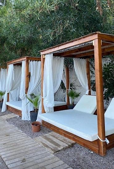 yun: Açıq hava baldaxanlı lounge çarpayısı - Material: təbii ağacdan — 4