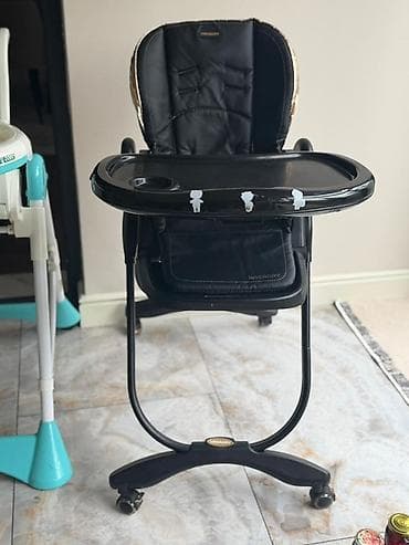 usaq ayaqabilari: Uşaq üçün yemək stulu – HAGADAY - Rəng: qara - Təkərlərlə asan — 3