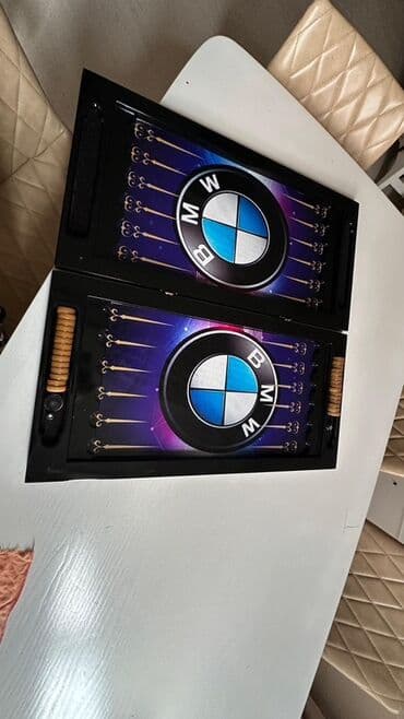 купить коврики в машину: BMW loqolu nərd dəsti - Qapaqlı taxta nərd lövhəsi, hər iki iç səthdə — 3