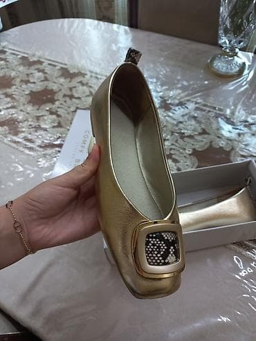 baletka: Qızılı rəngdə qadın ballerina ayaqqabısı (Son qiymetdir) - Model — 1
