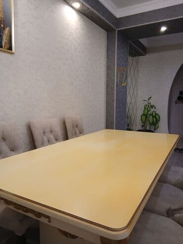 Столы: Для гостиной, Б/у, Нераскладной, Прямоугольный стол, 6 стульев — 1