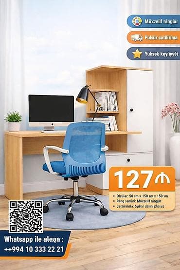 ucuz stol stul desti: Kompyuter masası və rəfli dolab dəsti - Ölçülər: 50 sm x 150 sm x 150 — 1