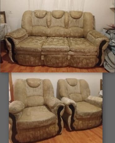 турецкая мягкая мебель в баку: Di̇van-kravat, 2 kreslo, Açılan — 1