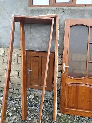 Sendviç panellər: Ağac giriş/otaq qapısı dəsti - Material: tam şam ağacından, laklı — 2