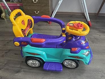 Uşaq üçün itələmə dəmirli mini maşın (ride-on) - Rəngarəng dizayn — 3