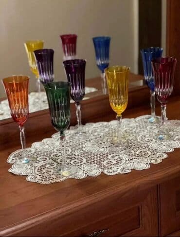 şırdan qiyməti: Qədəhlər, rəng - Qırmızı, Xrustal, Çexiya — 3