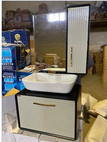 bide: Vanna otağı üçün lavabo dəsti - Üstəqoyma keramik lavabo – ağ rəng — 1