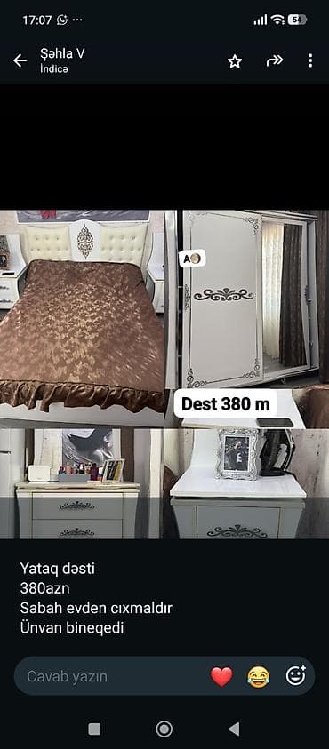 077 613 12 74. Yataq dəsti - Komplekt: iri ölçülü çarpayı yumşaq