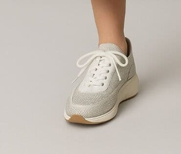 жидкая кожа баку: Zərif tərzli qadın krossovkası - Rəng: açıq krem/ağ tonları - Üst — 2