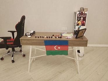 ustul: Masa və rəf dəsti – müasir iş/kampus küncü - Masa: taxta teksturalı — 1