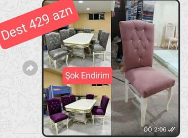 oturacaq dəstləri: Qonaq otağı üçün, Yeni, Açılmayan, Dördbucaq masa, 6 stul — 6