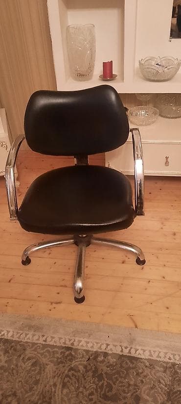 rumin mebel: Ofis/kreslo stulu - Material: qara rəngli süni dəri oturacaq və bel — 3