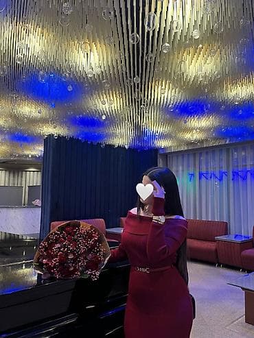 1 dəfə geyinilib. Şərab rəngi uzun trikotaj paltar - Model