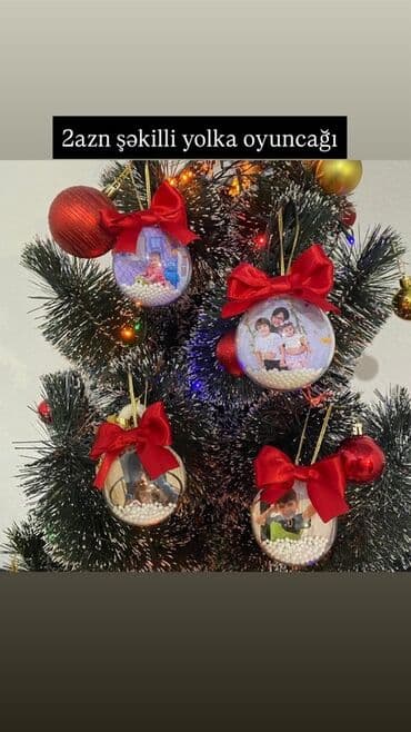 Şəkilli yolka oyuncaqları - Şəxsi fotonuzla hazırlanan dairəvi bəzək