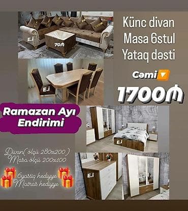 Ramazan ayı endirimi! Mebel paketi: - Künc divan - Ölçü: 280×200 sm
