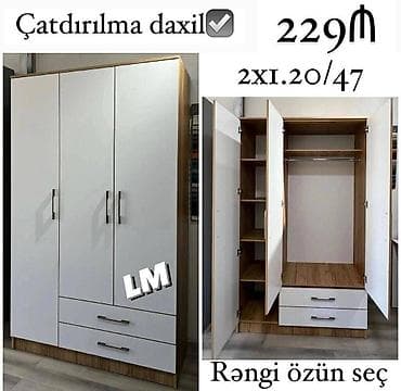 shkaf: Üç qapılı dolablar təmiz laminatla 📌 Qiymət : 229₼ Ölçü : 2 x 1.20 — 1