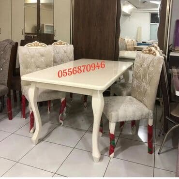 ders masaları: Qonaq otağı üçün, Yeni, Açılan, Dördbucaq masa, 6 stul — 4