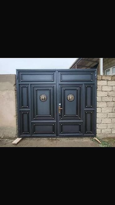 Dəmir Həyət darvazası, Yana açılan, Mexaniki, rəng - Qara, Kredit yoxdur