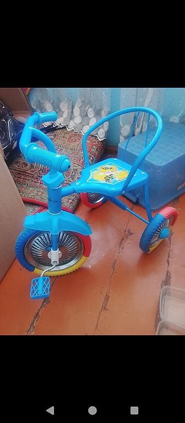 Uşaq üçtəkərli velosipedi - Rəng: mavi gövdə, ön və arxa təkərlərdə