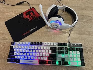 Gaming klaviatura + qulaqlıq + mousepad dəsti - RGB işıqlı, tam