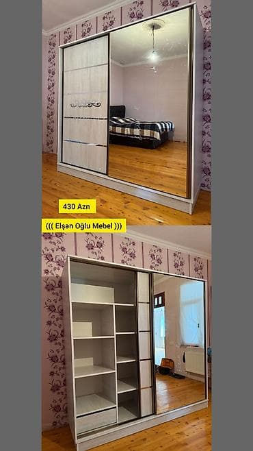 kohne skaf: Yeni, 2 qapılı, Güzgülü, Rəngli, Digər material, Kupe, Düz dolab — 1