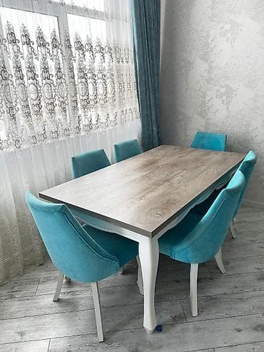 Mətbəx üçün, Açılmayan, Dördbucaq masa, 6 stul