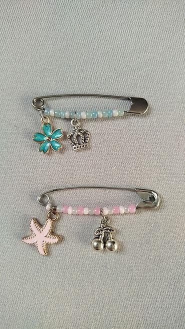 Trend asılqanlı sancaqlar / Əl işi Beaded pins — 6
