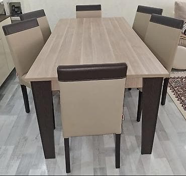 stolüstü dəst: Mətbəx üçün, İşlənmiş, Açılmayan, Dördbucaq masa, 6 stul — 1