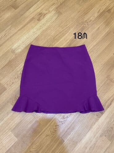 юбки солнце клеш: Мини Юбка, Джинс, M — 9