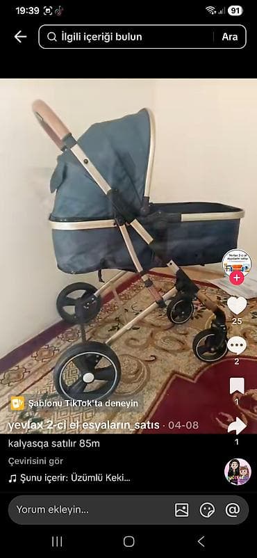 Uşaq arabası – 85 m - Tip: beşik tipli, arabası - Rəng: tünd mavi - — 1