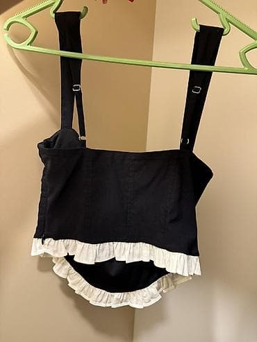 Bershka qadın topu - Model: qara korset tipli top - Rəng: qara, aşağı — 5
