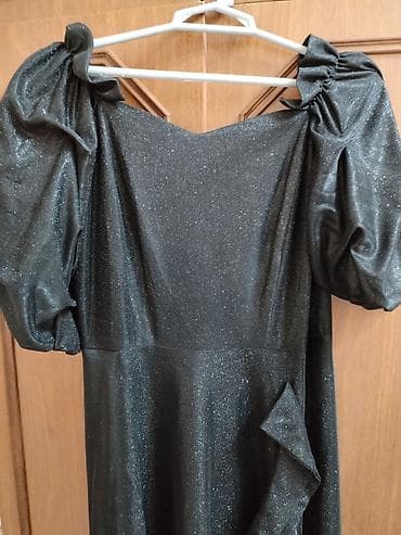 Şəxsi əşyalar: Qara, parıltılı uzun ziyafət donu - Parıltılı, zərif toxumalı parça – — 3