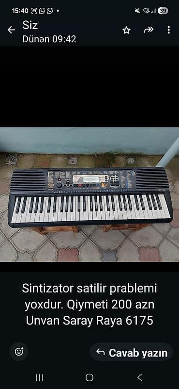 Yamaha PSR-190 sintezator - 61 tam ölçülü klaviş - Daxili dinamiklər