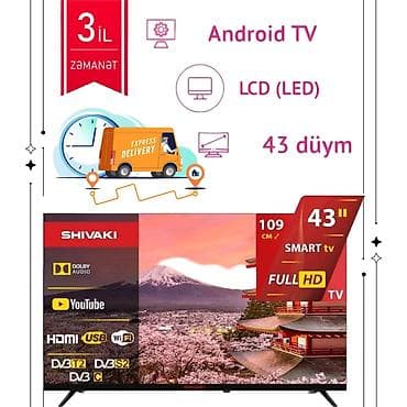 Yeni Televizor Shivaki LCD 43" FHD (1920x1080), Ödənişli çatdırılma, Rayonlara çatdırılma